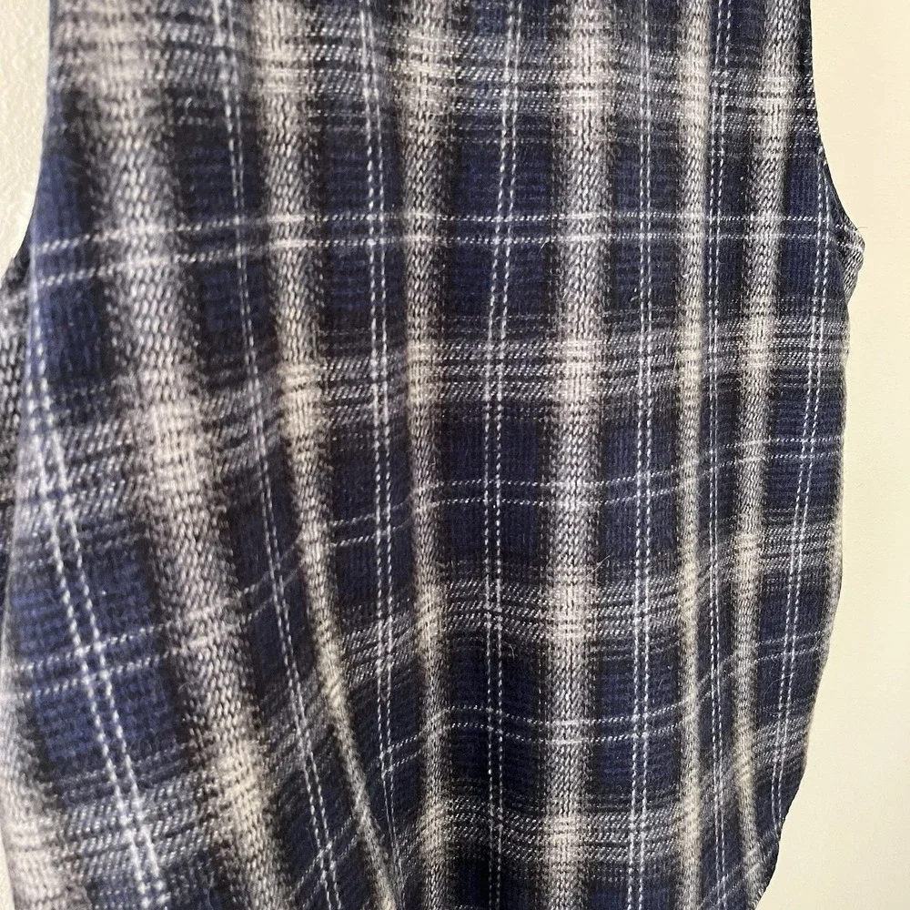 American Eagle Y2K Flannel Vest Sz XL Wool Sherpa Plaid Vintage Tartan Outdoor